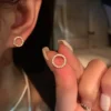 LATS Delicate Small Circle Stud Earrings for Women Gold Color Crystal Minimalist Summer Fashion Jewelry Party Accessories Gift